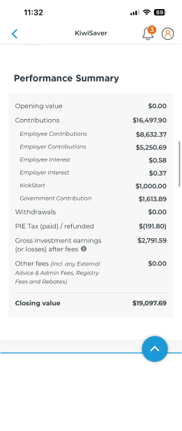 KiwiSaver Asset Valuation in Milford App