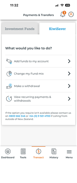 Self-service in Milford App